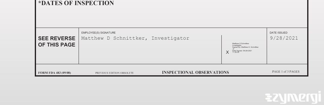 Matthew D. Schnittker FDA Investigator 