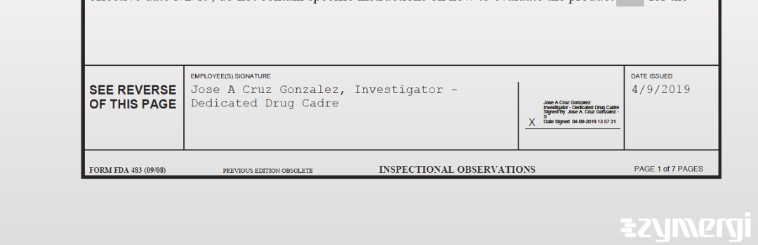 Jose A. Cruz Gonzalez FDA Investigator Cruz Gonzalez, Jose A FDA Investigator 