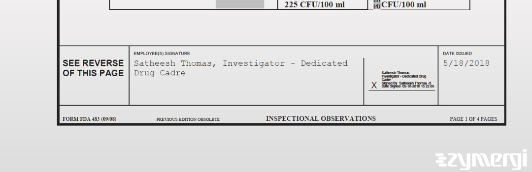 Satheesh Thomas FDA Investigator