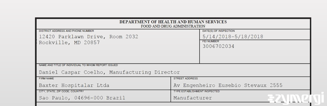 FDANews 483 Baxter Hospitalar Ltda May 18 2018 top