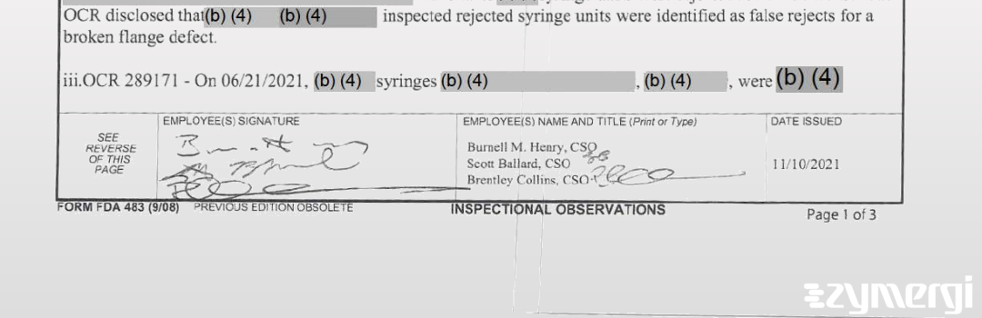 Burnell M. Henry FDA Investigator Scott T. Ballard FDA Investigator Brentley S. Collins FDA Investigator 