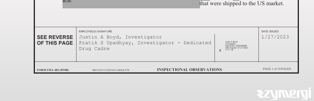 Justin A. Boyd FDA Investigator Pratik S. Upadhyay FDA Investigator 