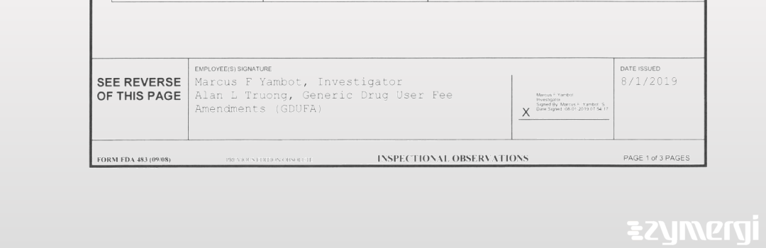 Marcus F. Yambot FDA Investigator Alan L. Truong FDA Investigator 