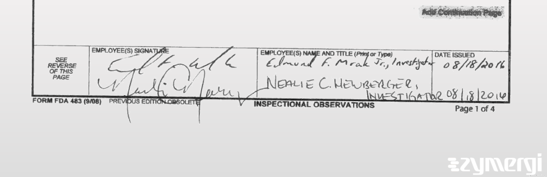 Edmund F. Mrak FDA Investigator Nealie C. Newberger FDA Investigator 