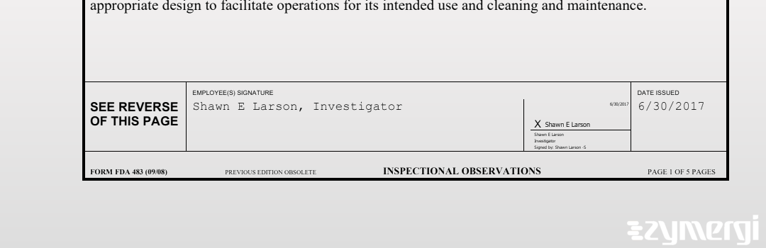 Shawn E. Larson FDA Investigator 