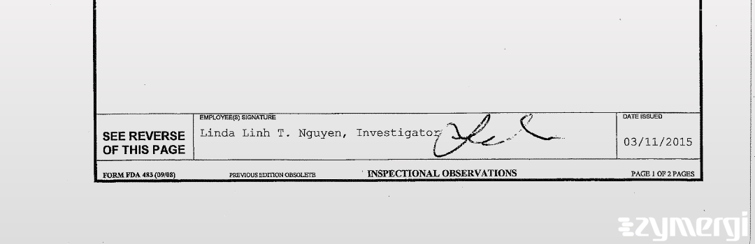 Linda Linh Nguyen FDA Investigator Nguyen, Linda Linh T FDA Investigator 