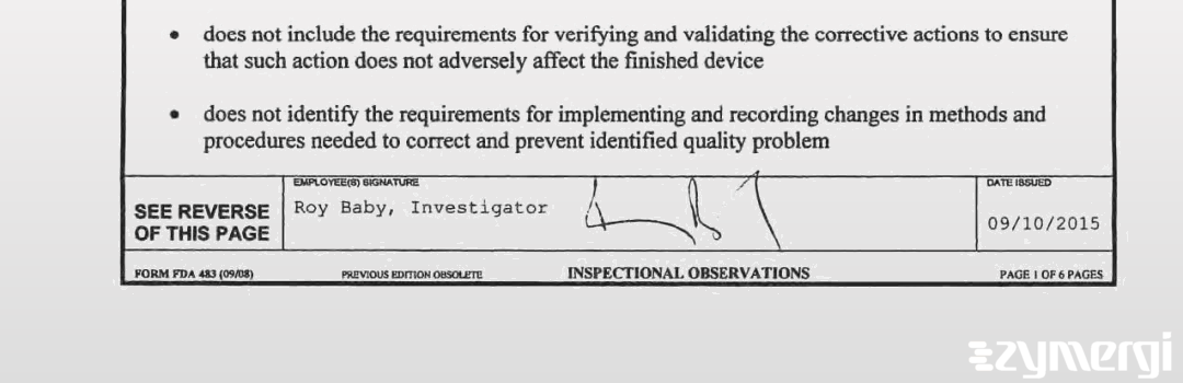 Roy Baby FDA Compliance Officer 