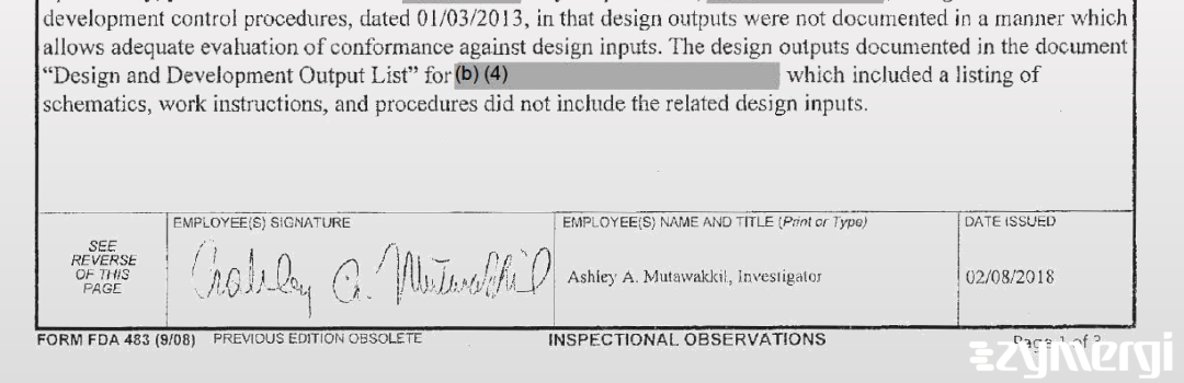 Ashley A. Mutawakkil FDA Investigator 