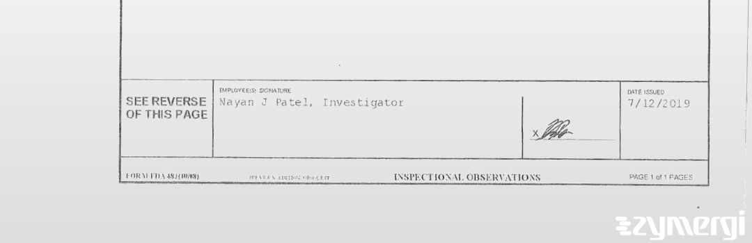 Nayan J. Patel FDA Investigator