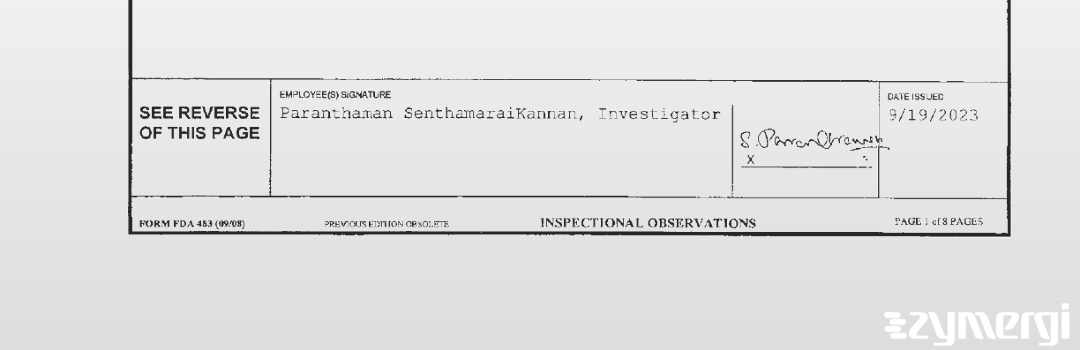Paranthaman SenthamaraiKannan FDA Investigator
