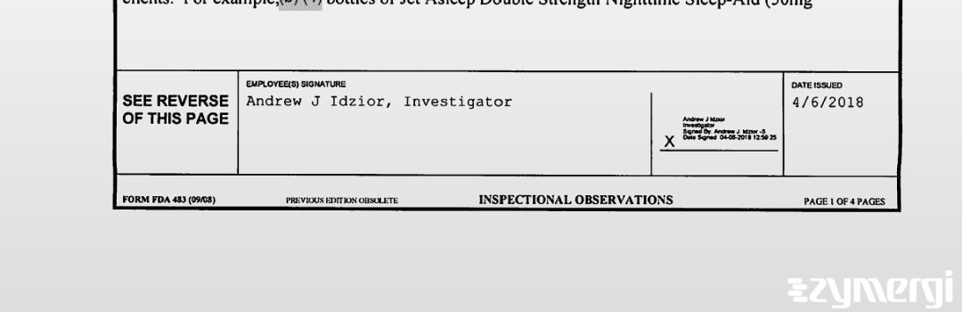 Andrew J. Idzior FDA Investigator 