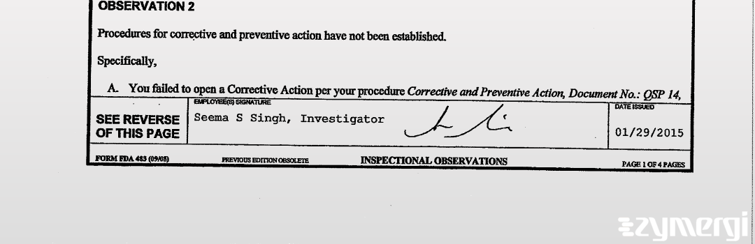 Seema S. Singh FDA Investigator