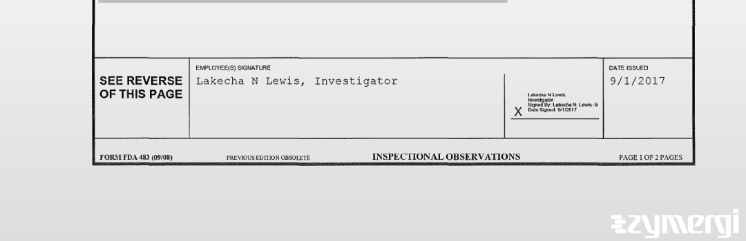 Lakecha N. Lewis FDA Investigator 