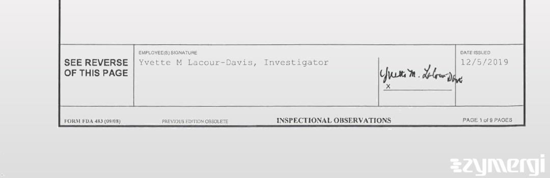 Yvette M. Lacour-Davis FDA Investigator