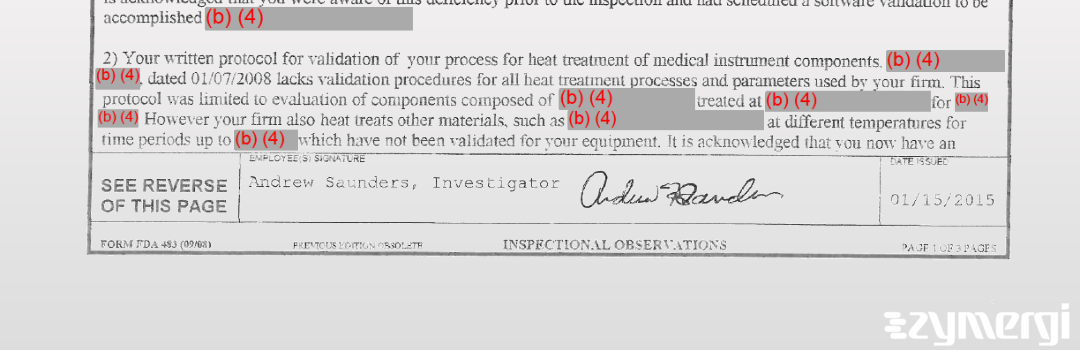 Andrew Saunders FDA Investigator