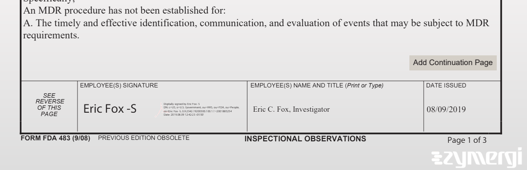 Eric C. Fox FDA Investigator 