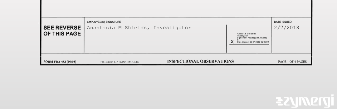 Anastasia M. Shields FDA Investigator 