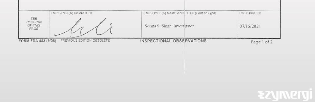 Seema S. Singh FDA Investigator 