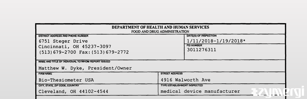 FDANews 483 Bio-Thesiometer USA Jan 19 2018 top