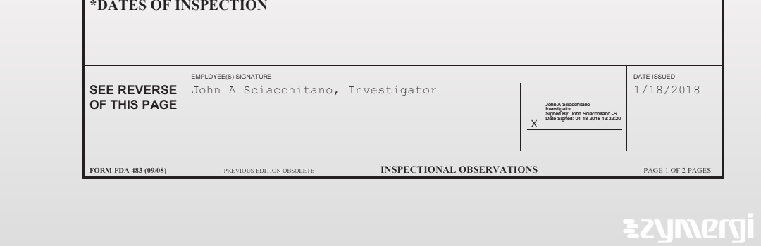 John A. Sciacchitano FDA Investigator 