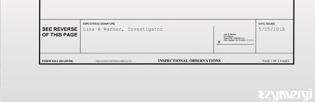 Lisa A. Warner FDA Investigator 