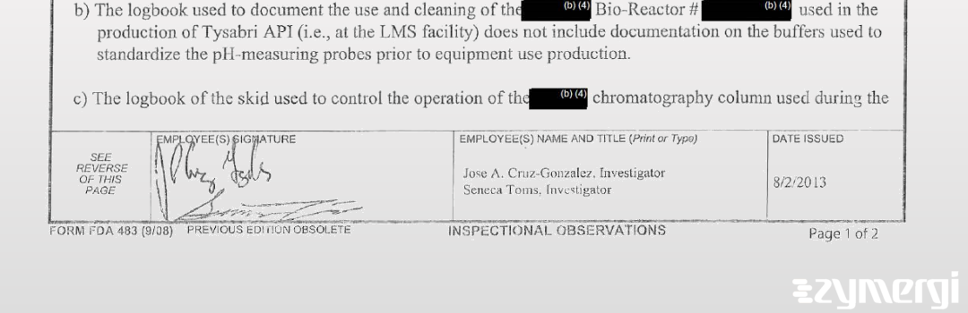 Seneca D. Toms FDA Investigator Jose A. Cruz Gonzalez FDA Investigator Cruz Gonzalez, Jose A FDA Investigator 