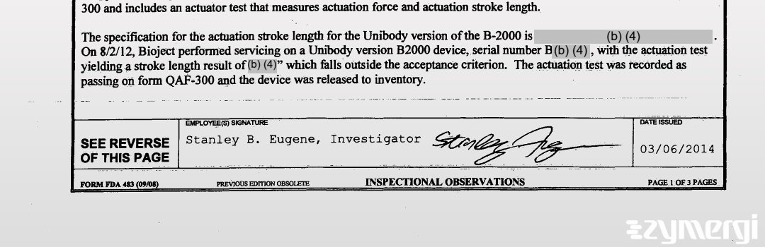 Stanley B. Eugene FDA Investigator 