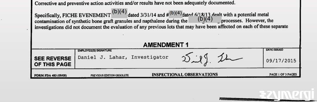 Daniel J. Lahar FDA Investigator 