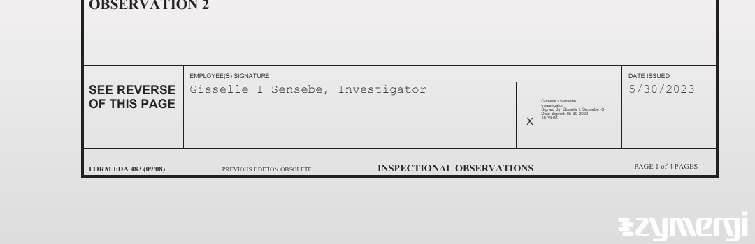 Gisselle I. Sensebe FDA Investigator 