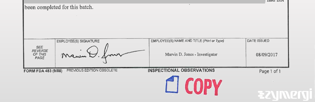 Marvin D. Jones FDA Investigator 