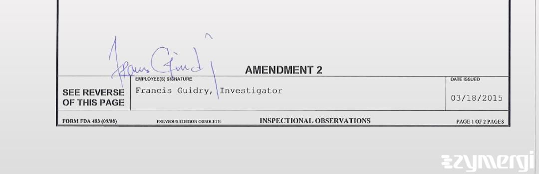 Francis A. Guidry FDA Investigator 