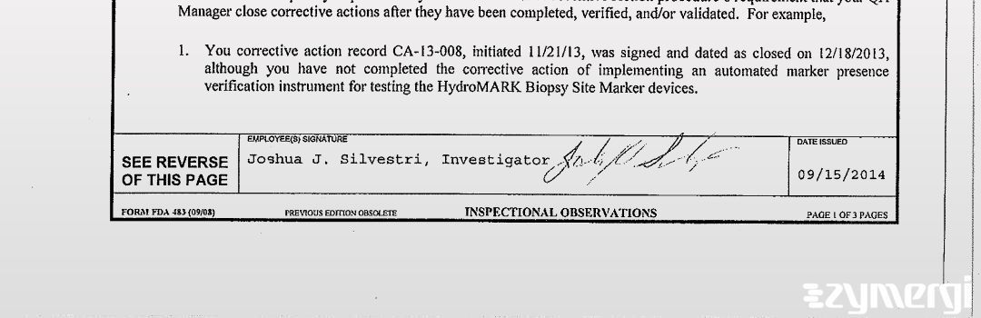 Joshua J. Silvestri FDA Investigator 