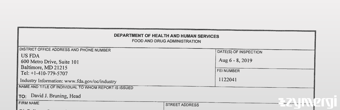 FDANews 483 Bioreliance Corporation Aug 8 2019 top