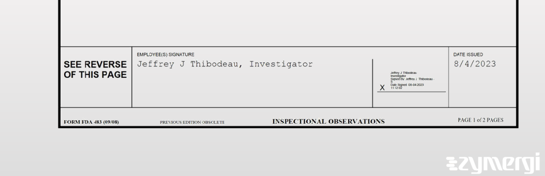 Jeffrey J. Thibodeau FDA Investigator 