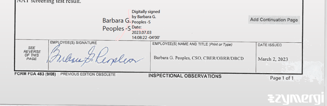 Barbara G. Peoples FDA Investigator