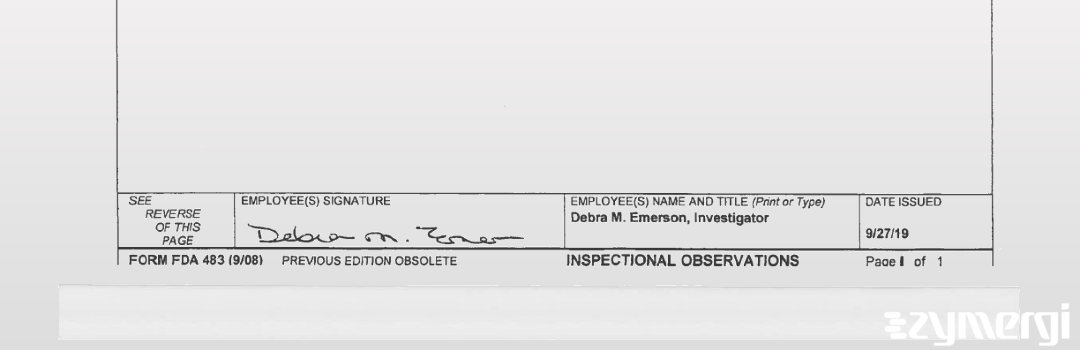 Debra M. Emerson FDA Investigator