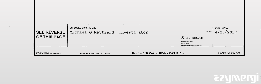 Michael G. Mayfield FDA Investigator 