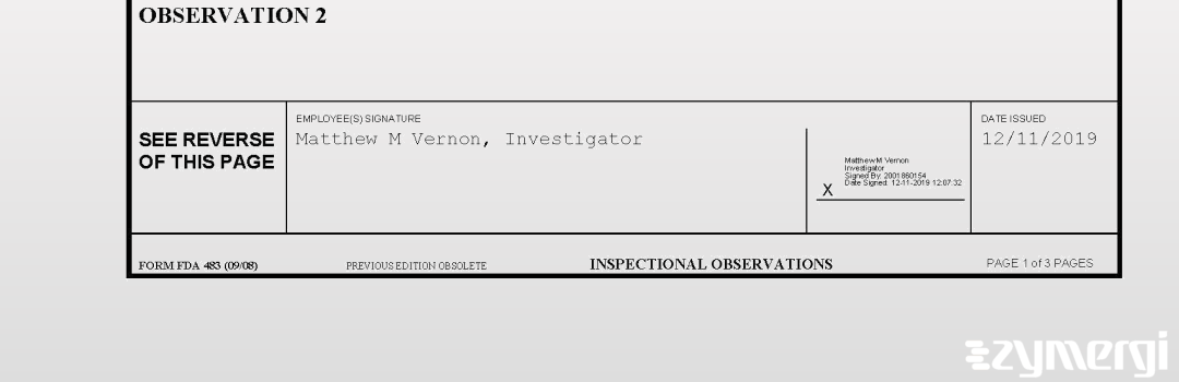 Matthew M. Vernon FDA Investigator