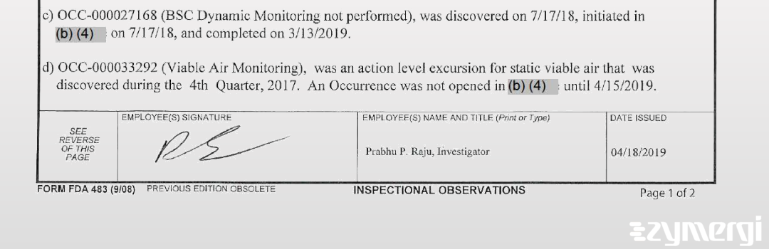 Prabhu P. Raju FDA Investigator 