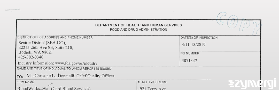 FDANews 483 Bloodworks Apr 18 2019 top