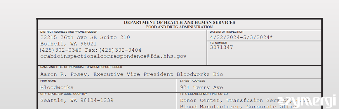 FDANews 483 Bloodworks May 3 2024 top