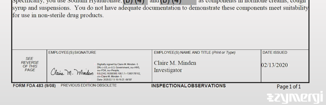 Claire M. Minden FDA Investigator 