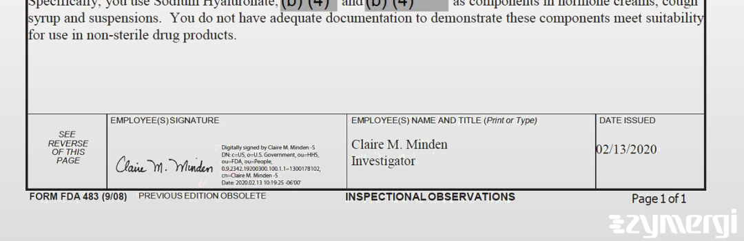 Claire M. Minden FDA Investigator