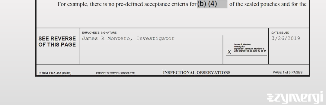 James R. Montero FDA Investigator 