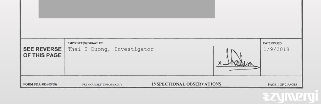 Thai T. Duong FDA Investigator