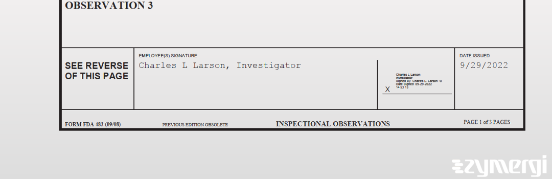 Charles L. Larson FDA Investigator 