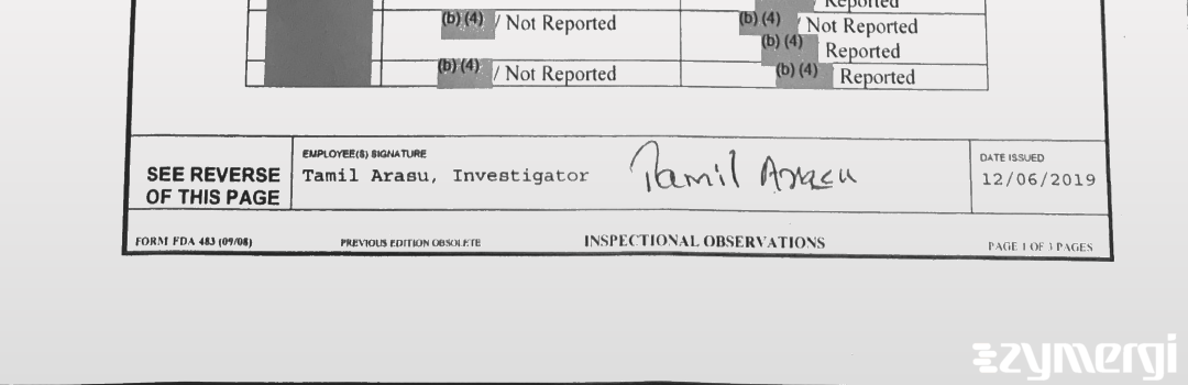 Tamil Arasu FDA Investigator 