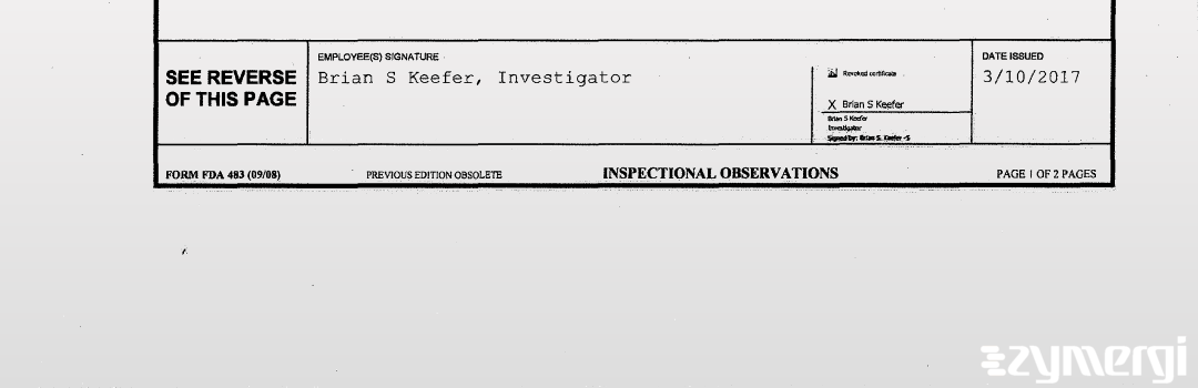 Brian S. Keefer FDA Investigator 