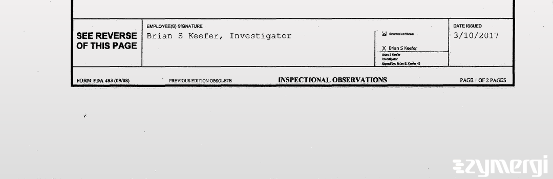 Brian S. Keefer FDA Investigator
