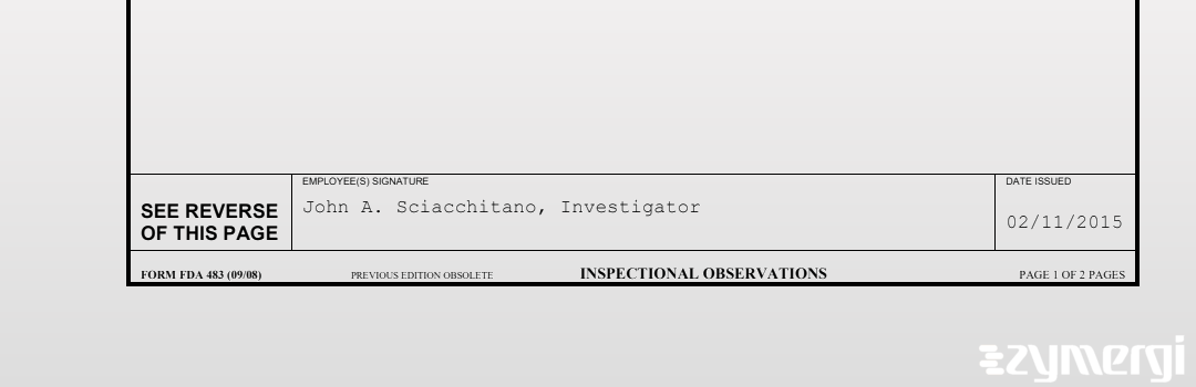 John A. Sciacchitano FDA Investigator 